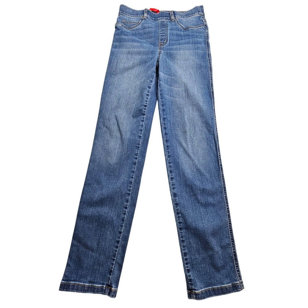 Spanx Jean-ish Straight Leg Jeans Womens Medium Tall Blue Medium Wash Slimming